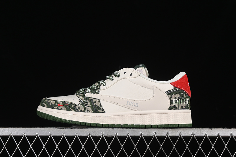 Nike Air Jordan 1 Low OG Off-White Travis Scott Fragment Design White Green Sneakers