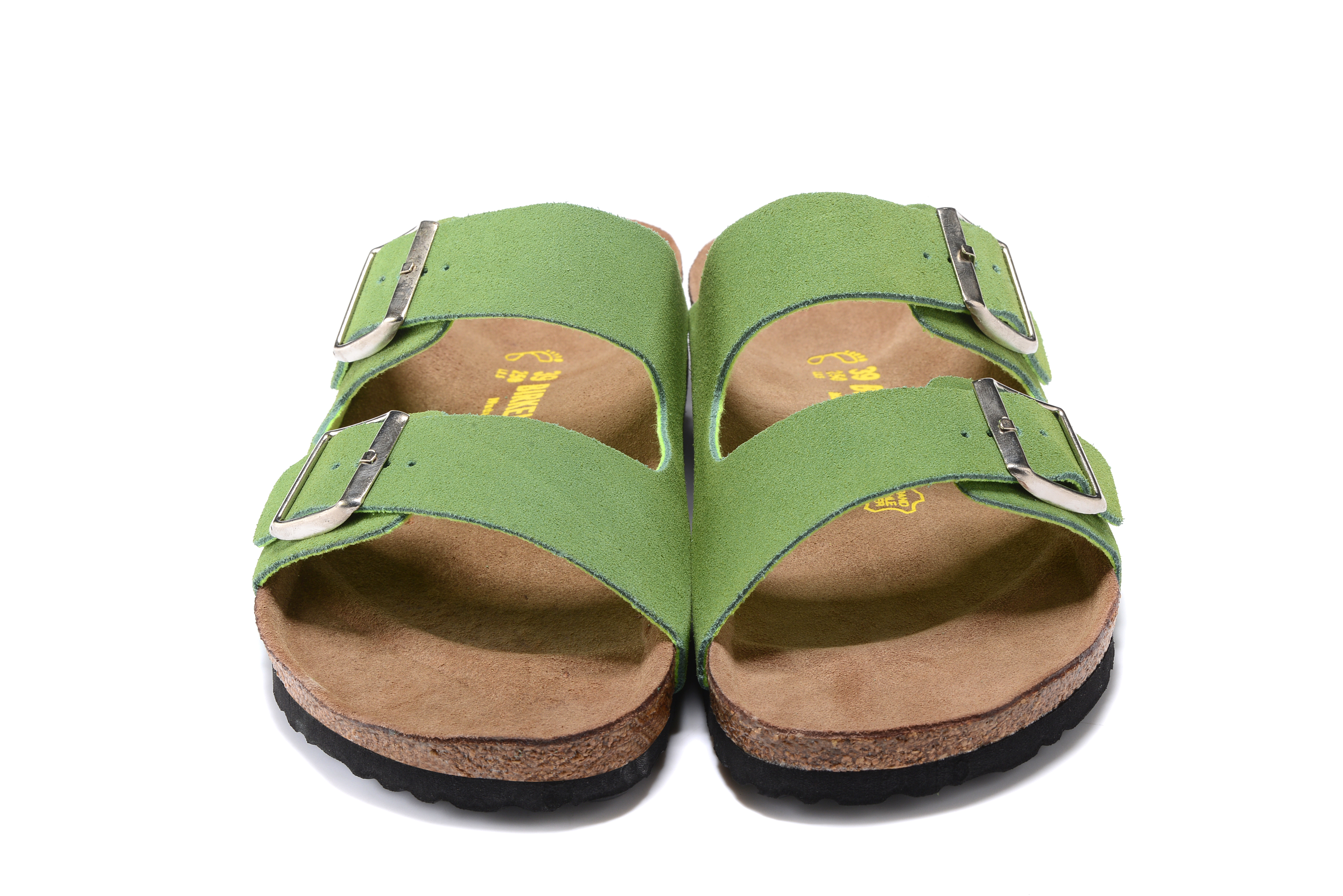 Birkenstock Arizona Apple Green Two Buckle Suede Leather Sandal