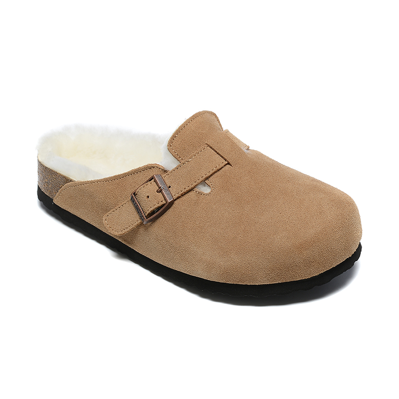 Birkenstock Light Brown Suede White Shearling Lining Clog Shoes