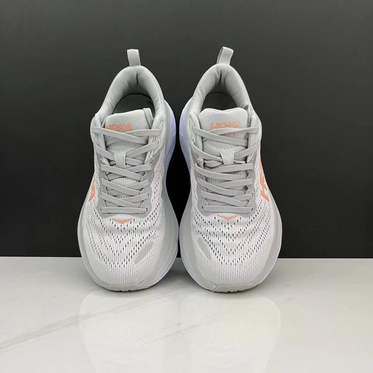 Hoka One One Bondi 8 Breathable Low-top Running Shoes Sneakers Light Gray