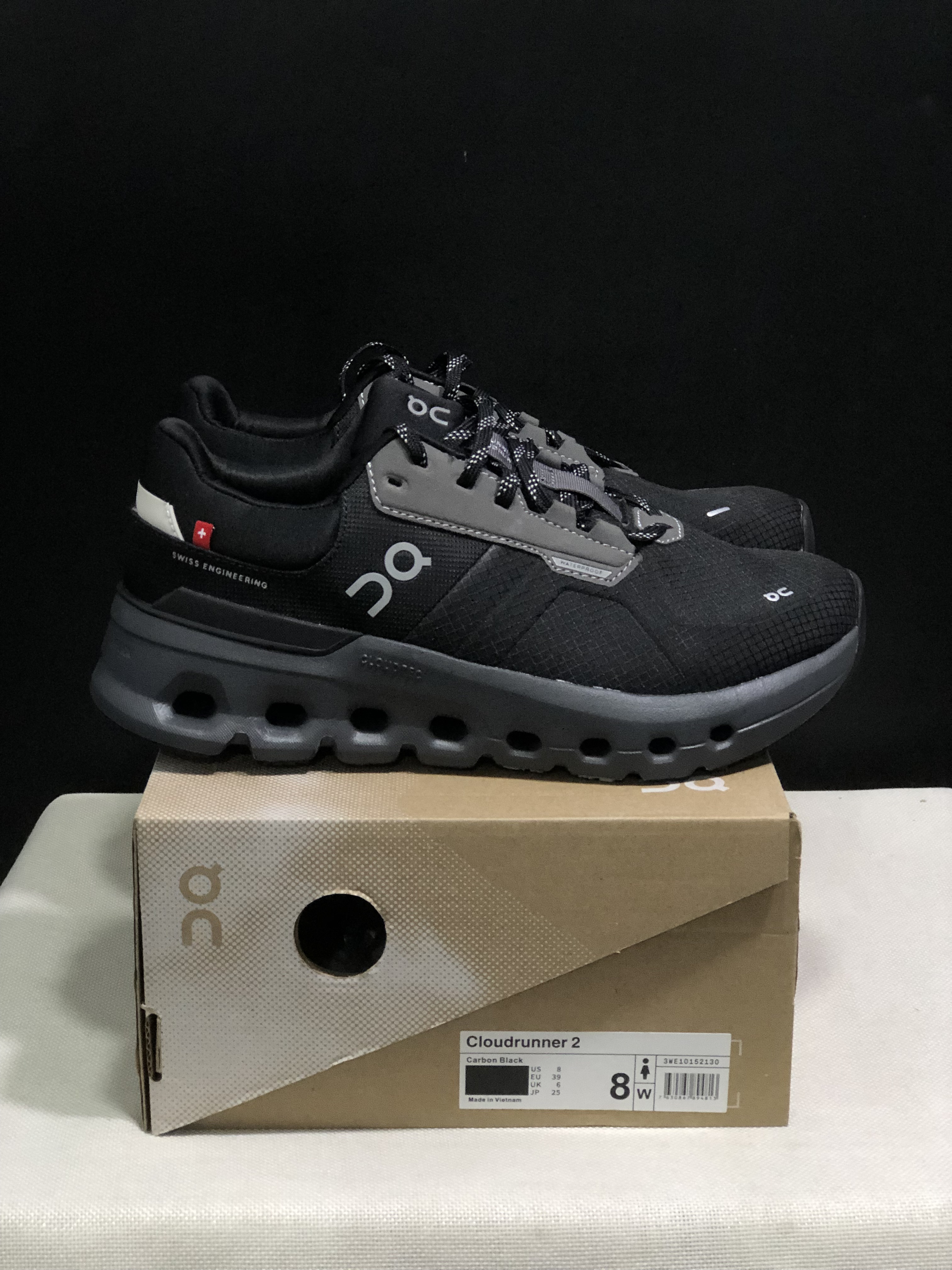 On Running Cloudrunner 2 Waterproof Casual Running Shoes Carbon Black