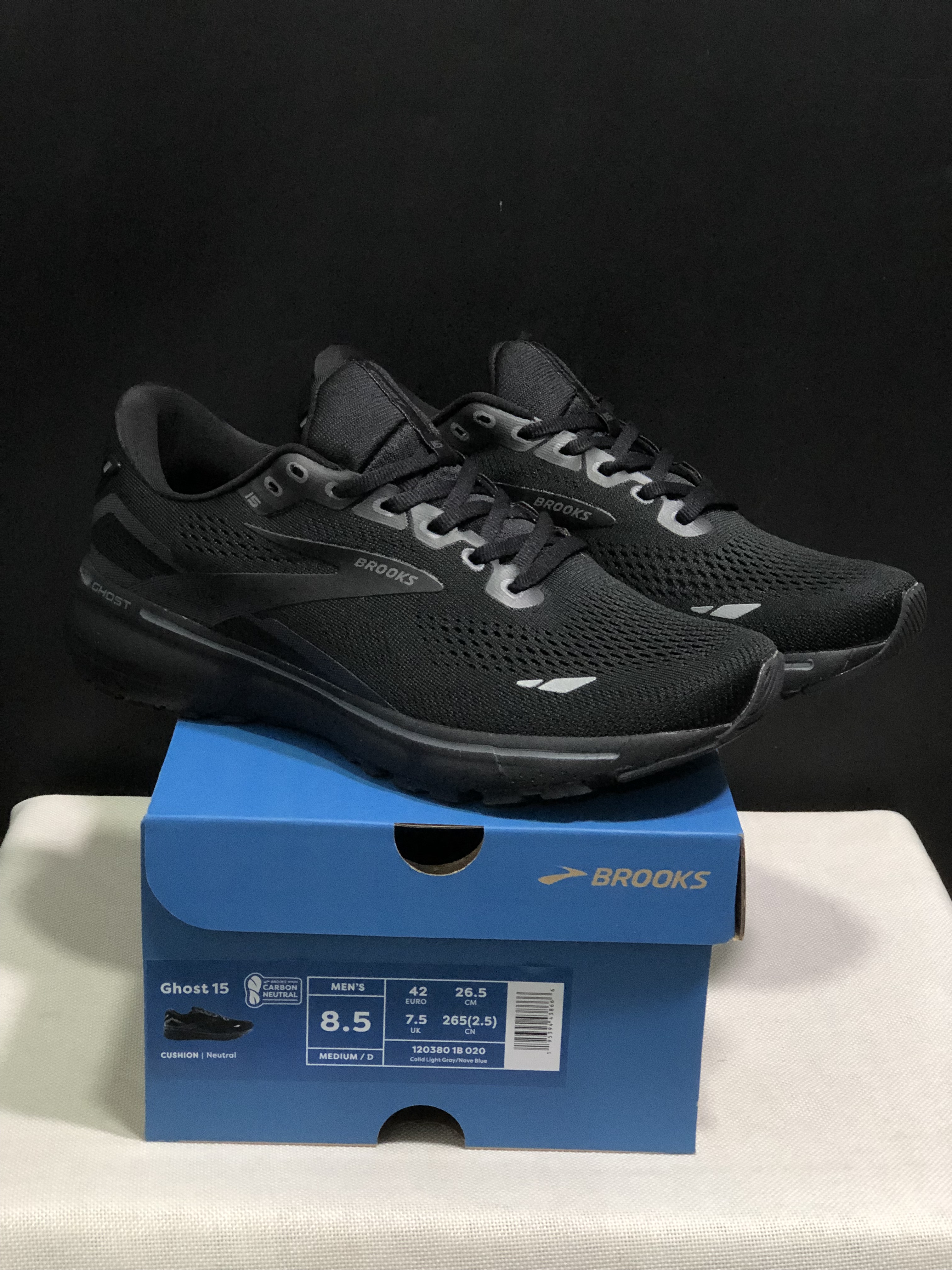Brooks Ghost 15 Shock-absorbing Wear-resistant Low-top Running Shoes Black