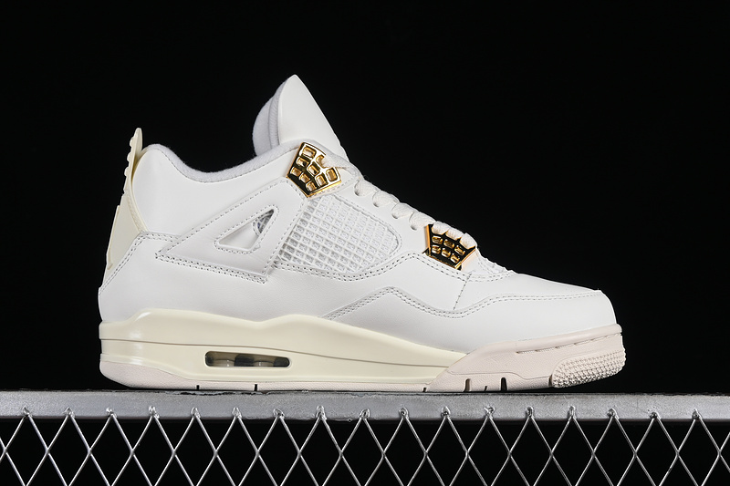 Nike Air Jordan 4 Retro MetallicE Gold Sail White Sneakers
