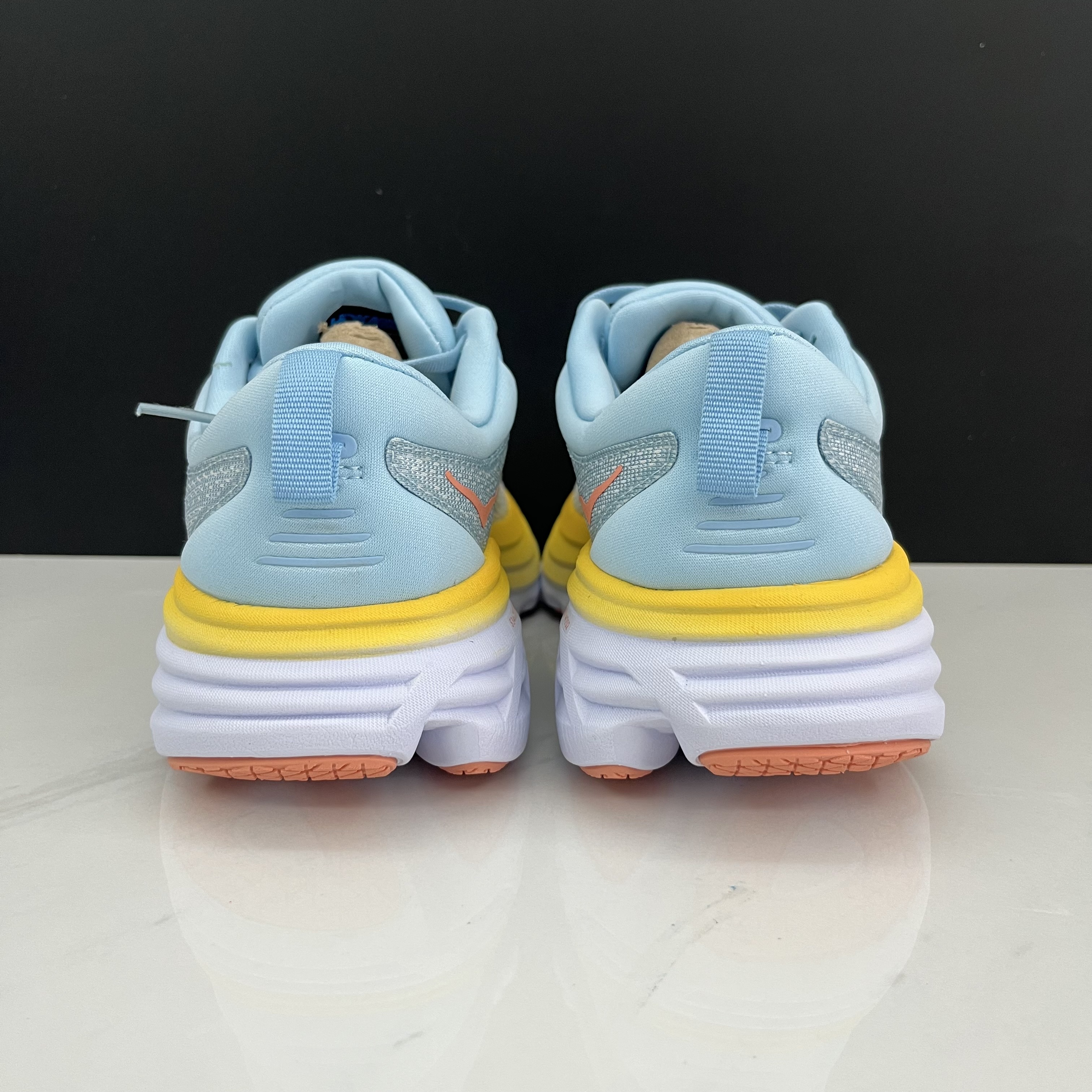 Hoka One One Bondi 8 Breathable Low-top Running Shoes Sneakers Light Blue/Yellow