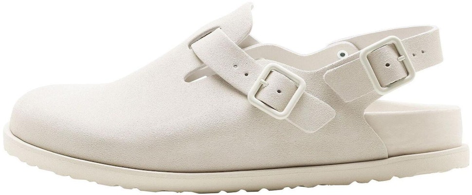 Birkenstock 1774 III Tokio 1025950 Suede Leather Bone White Covered-Toe Slippers