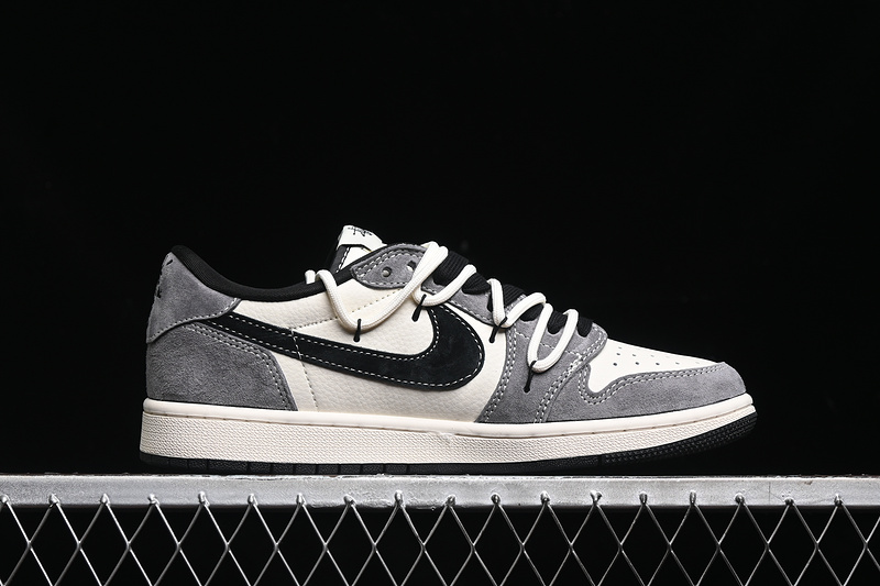 Travis Scott Fragment Design Nike Air Jordan 1 Low OG SP Black Grey White Sneakers