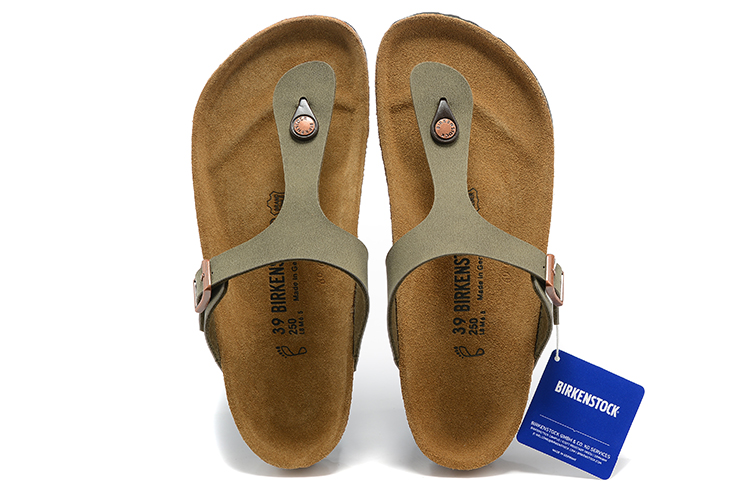 Birkenstock Grayish Green Scrub Casual Leather Flip Flops