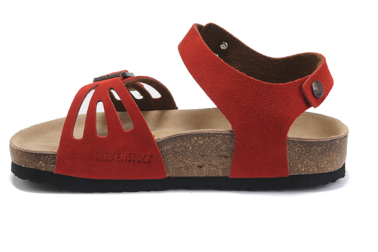 Birkenstock Single Button Red Butterfly Suede Leather Sandals