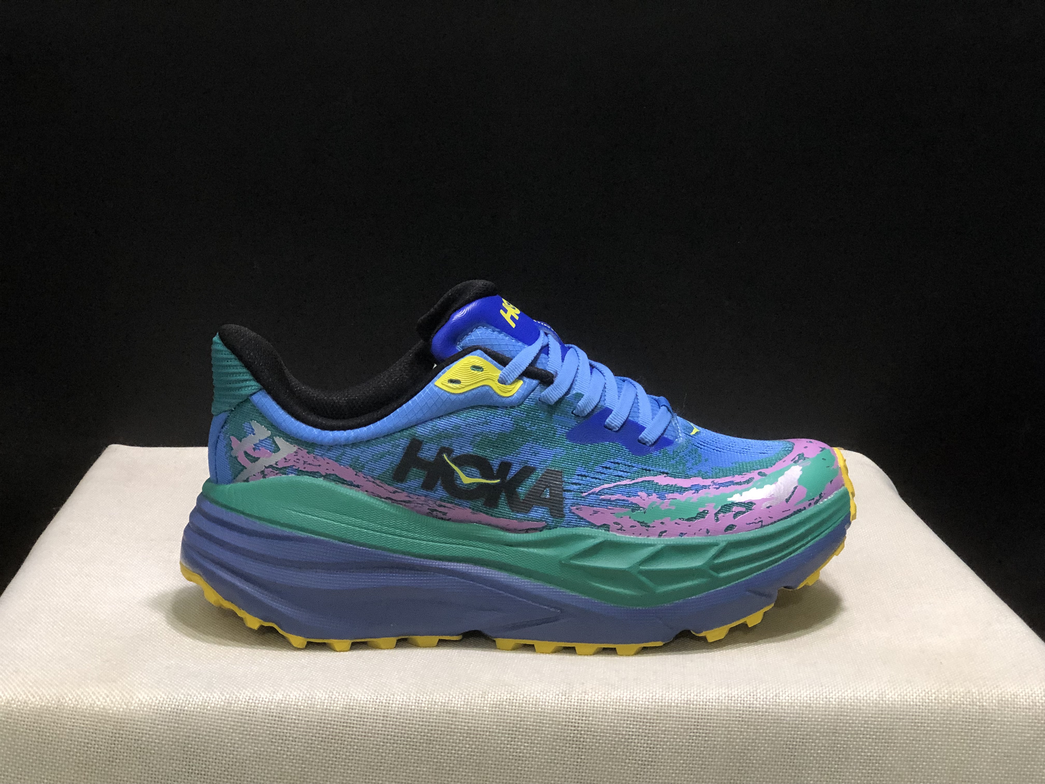 Hoka One One Stinson 7 Comfortable Anti-slip Running Shoes Blue/Camouflage/Green