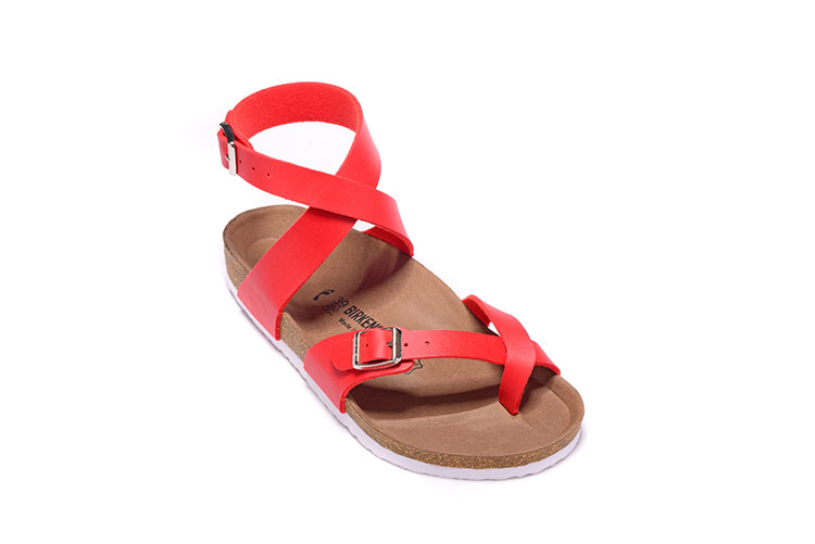 Birkenstock Single Button Ringfinger Red Matte Leather Sandals