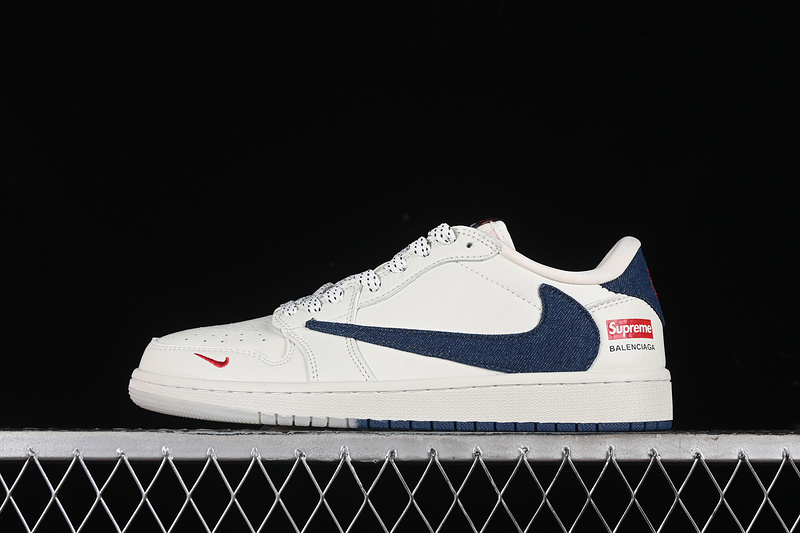 Nike Air Jordan 1 Low Supreme Travis Scott Fragment Design OG SP Blue White Sneakers