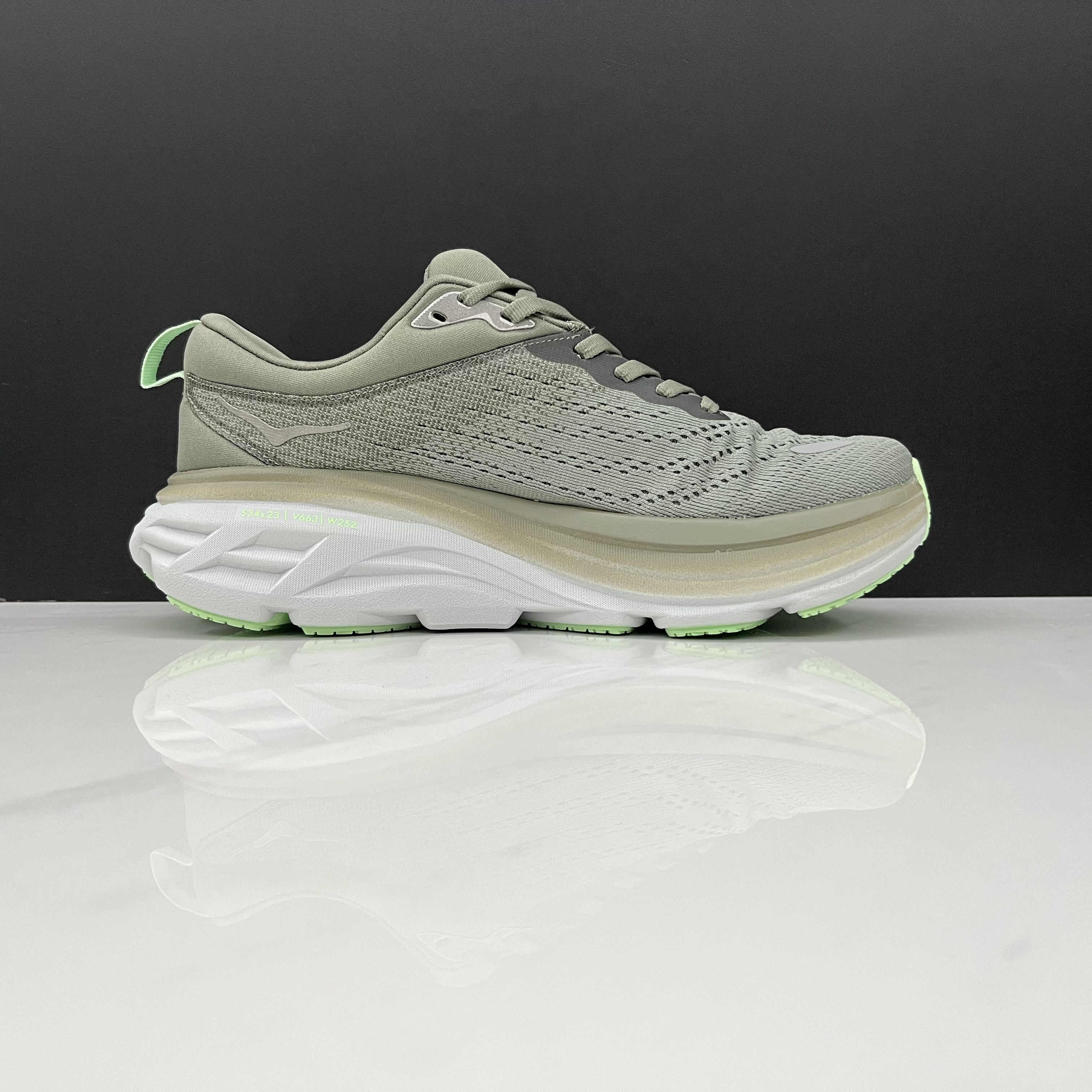 Hoka One One Bondi 8 Breathable Low-top Running Shoes Sneakers Grayish Green