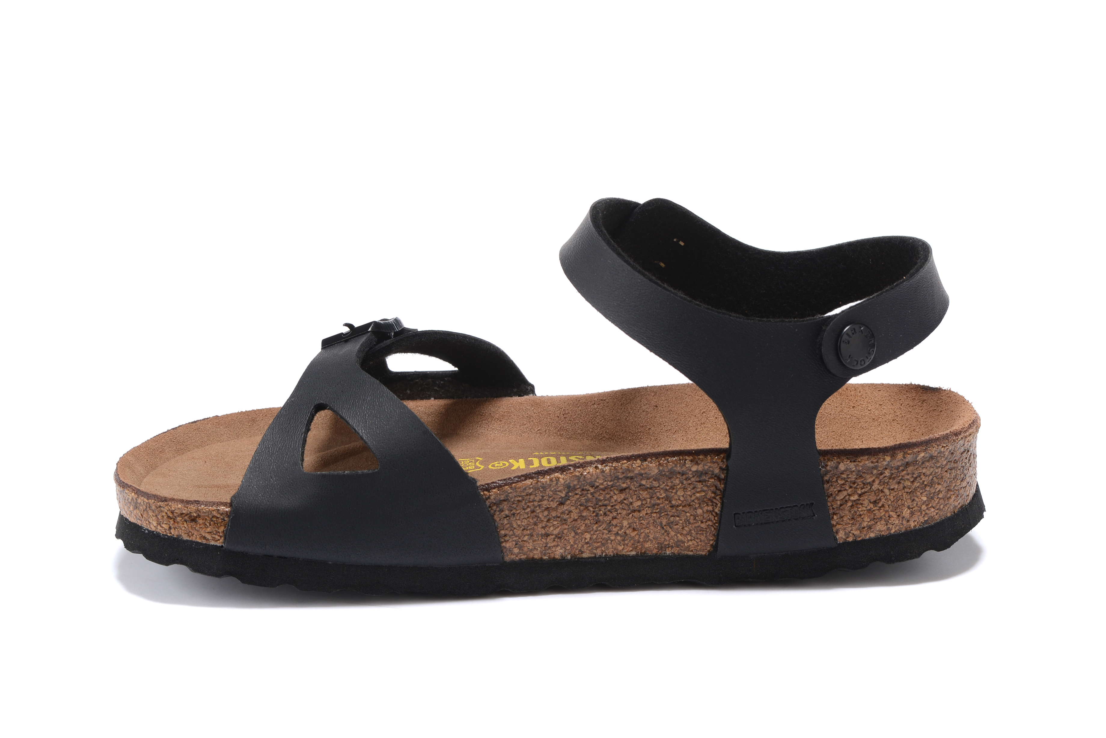 Birkenstock Black Matte Single Buckle Slip Band Buckle Strap Sandal