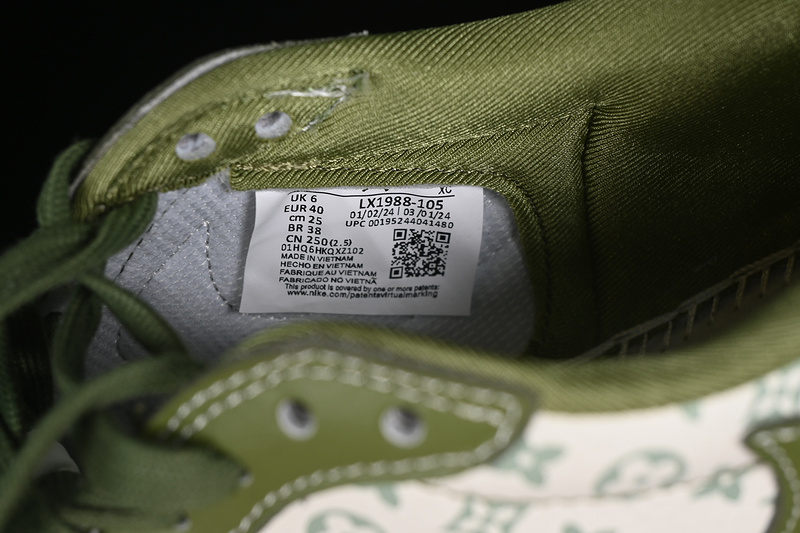 Nike Air Jordan 1 Low OG SP Travis Scott Fragment Design LV Green White Sneakers