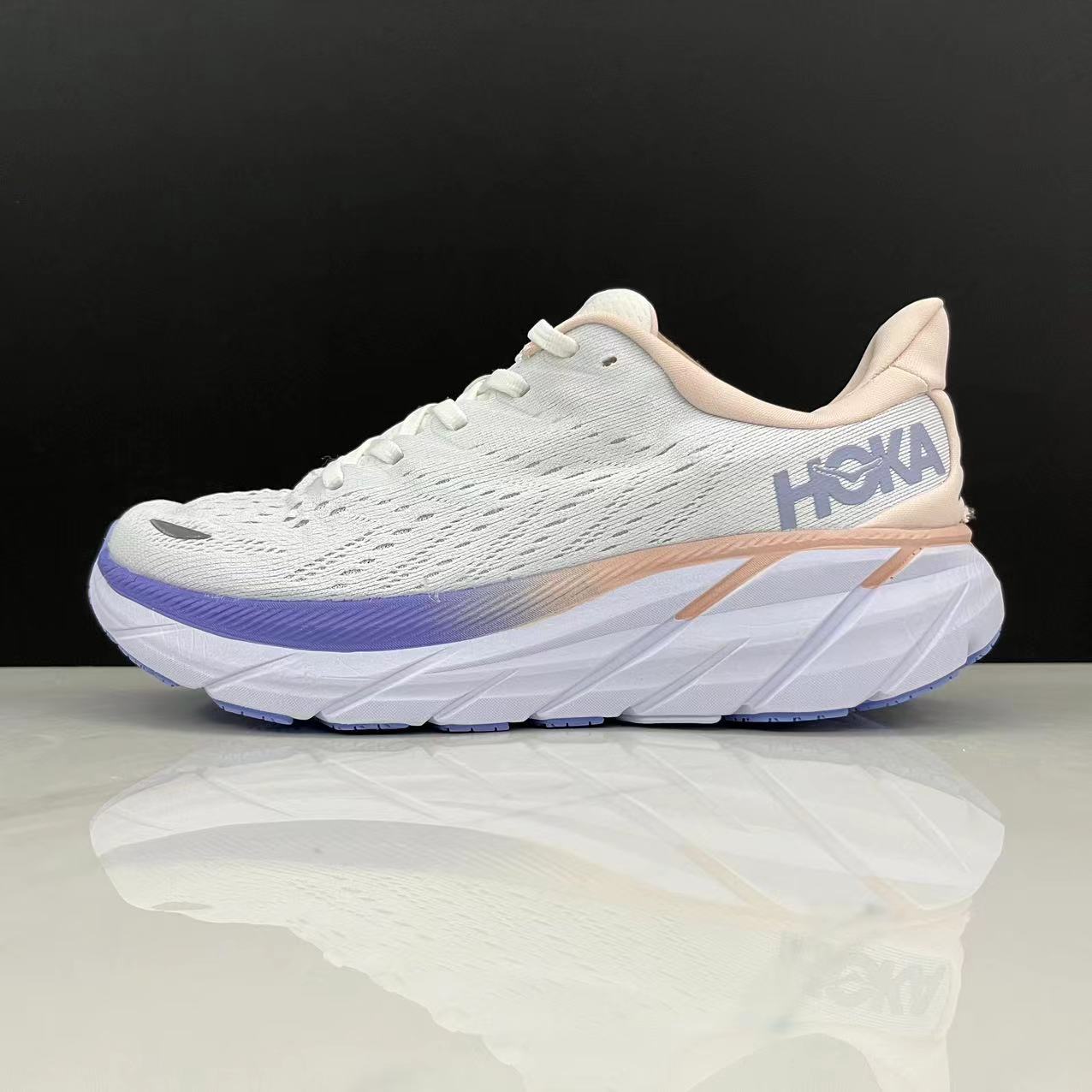 Hoka One One Clifton 8 Women's Fashion Shoes Shock-absorbing Sneakers White