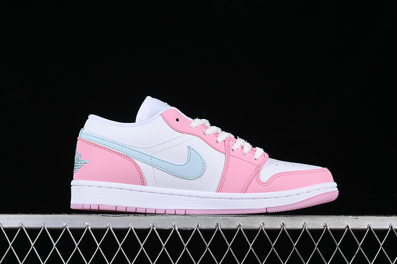 Nike Air Jordan 1 Low White Pink Blue Sneakers