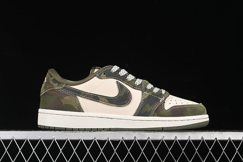 Nike Air Jordan 1 Low BAPE Travis Scott Fragment Design OG SP White Camouflage Sneakers