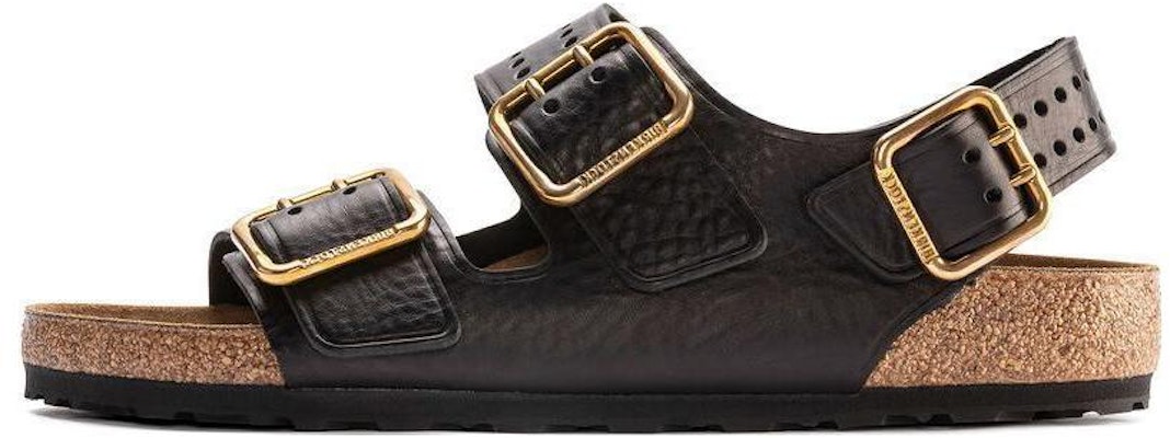 Birkenstock CMFT Leather Round Toe Thick Sole 1023622 Black Regular Edition Sandals