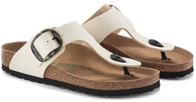 Birkenstock Gizeh 1024004 Vegan Big Buckle Textile Narrow Fit Eggshell White Sandals