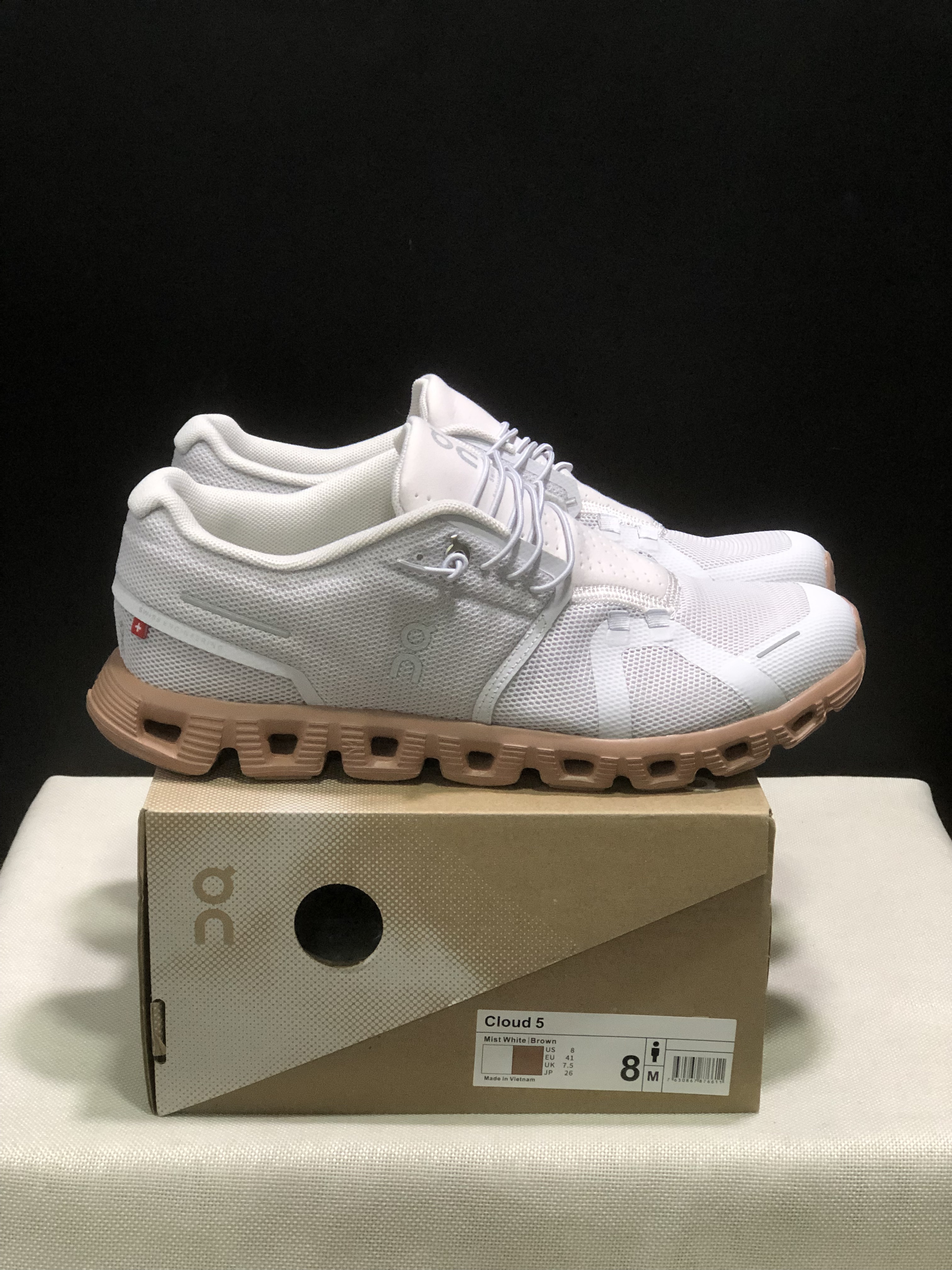 On Running Cloud 5 Lightweight Running Shoes Mist White/Brown