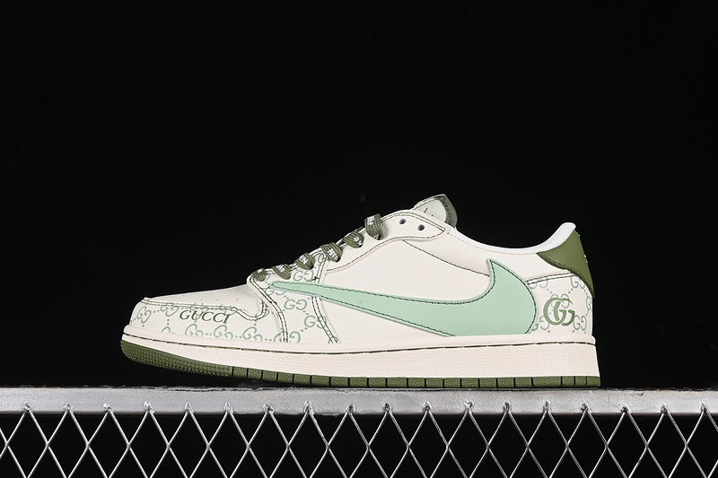 Nike Air Jordan 1 Low OG SP Off-White Travis Scott Fragment Design White Green Sole Sneakers