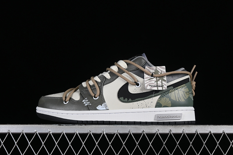 Nike Air Jordan 1 Low Black White Green Jungle Sneakers