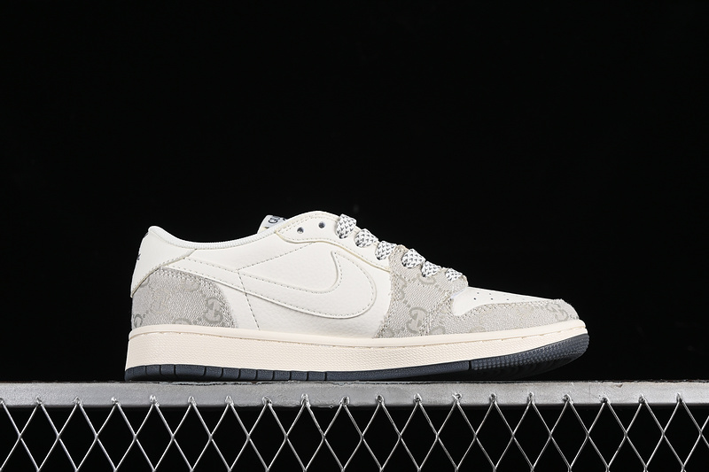 Nike Air Jordan 1 Retro Low GUCCI Travis Scott Fragment Design White Grey Sneakers