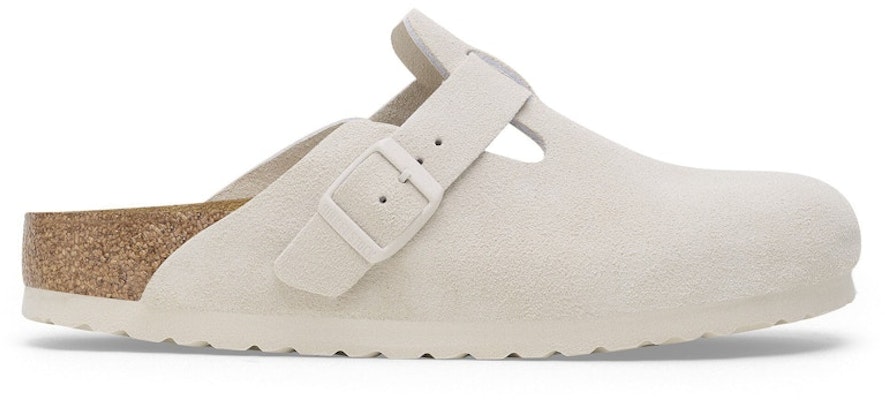 Birkenstock Boston 1027667 Soft Footbed Suede Leather Antique White Sandals