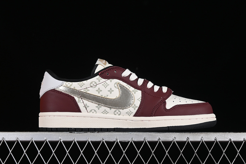 Nike Air Jordan 1 Low LV Travis Scott Fragment Design OG SP White Red Silver Sneakers