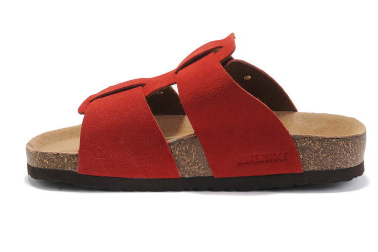 Birkenstock Two-Button Red Personality Scrub Leather Slippers