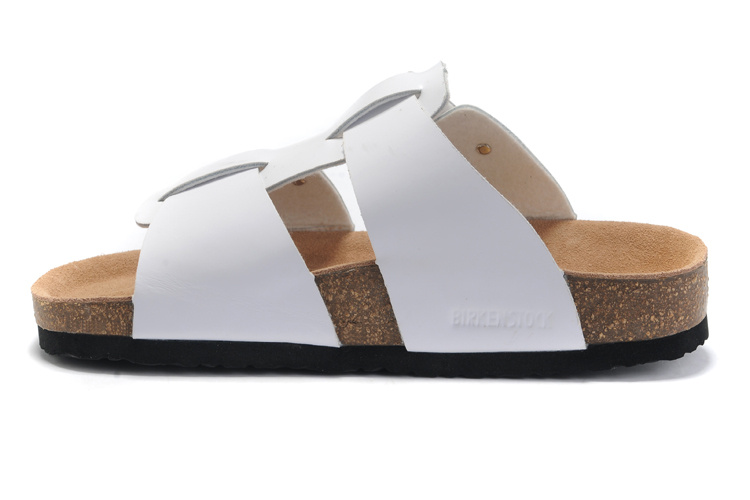 Birkenstock Two-Button White Leather Personality Slippers