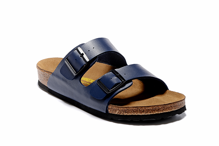 Birkenstock Arizona Navy Two Buckle Matte Leather Sandals