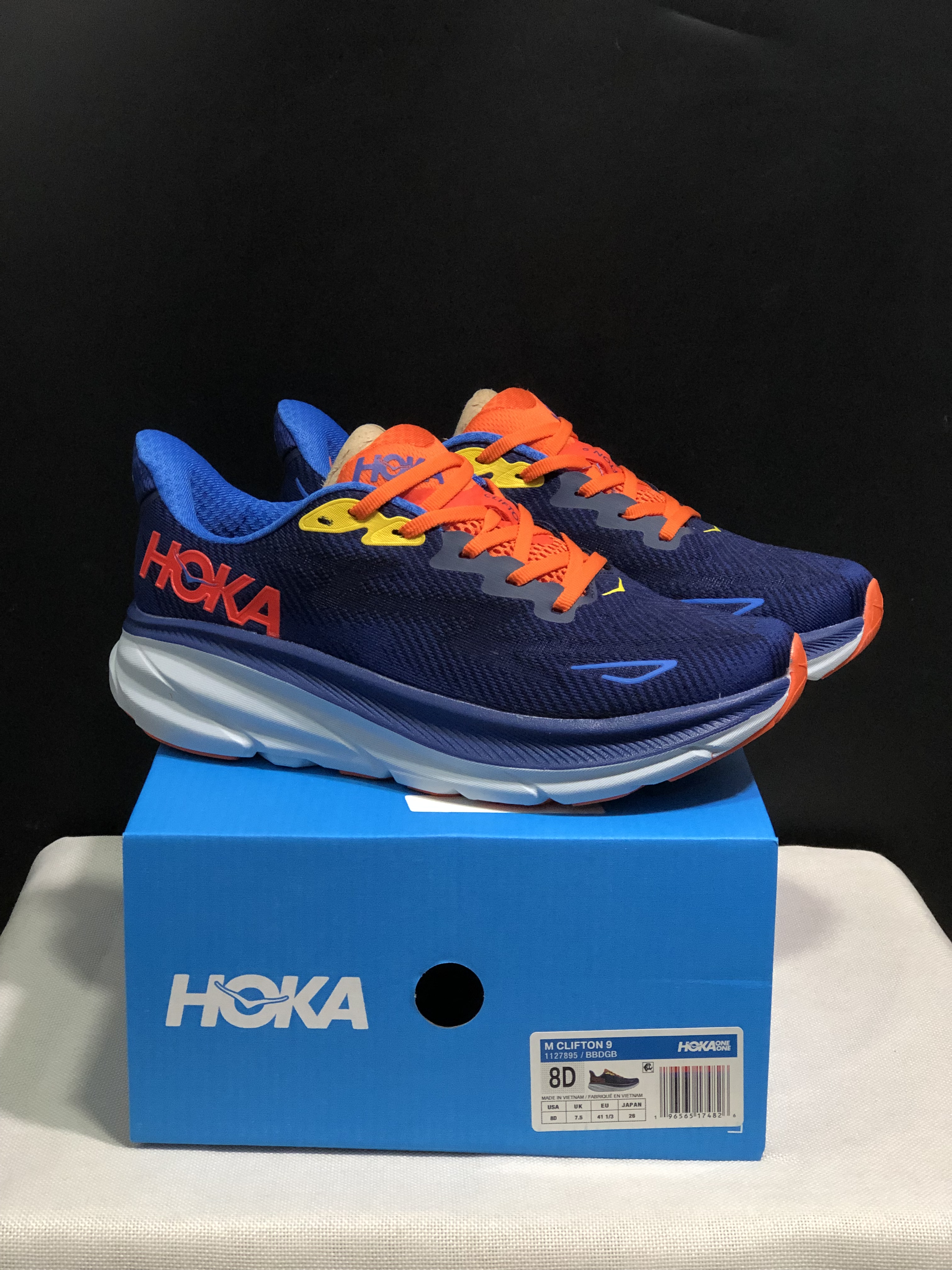 Hoka One One Clifton 9 Running Shoes Athletic Shoes Sneakers Navy