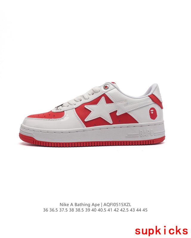 A Bathing Ape Bape Sta Low White Red