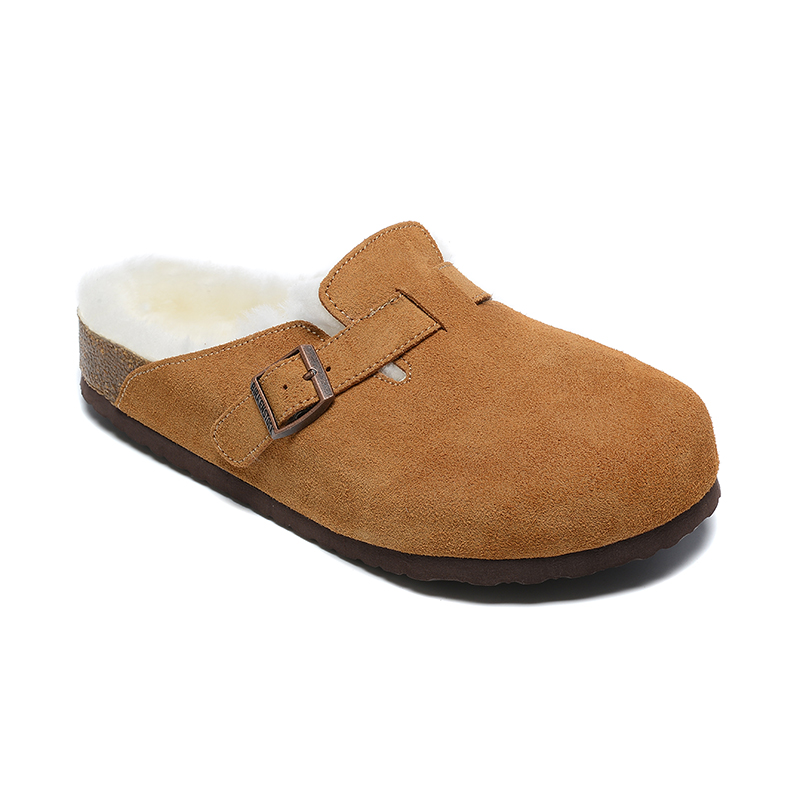 Birkenstock Earthy Yellow Suede White Shearling Lining Clog Shoes
