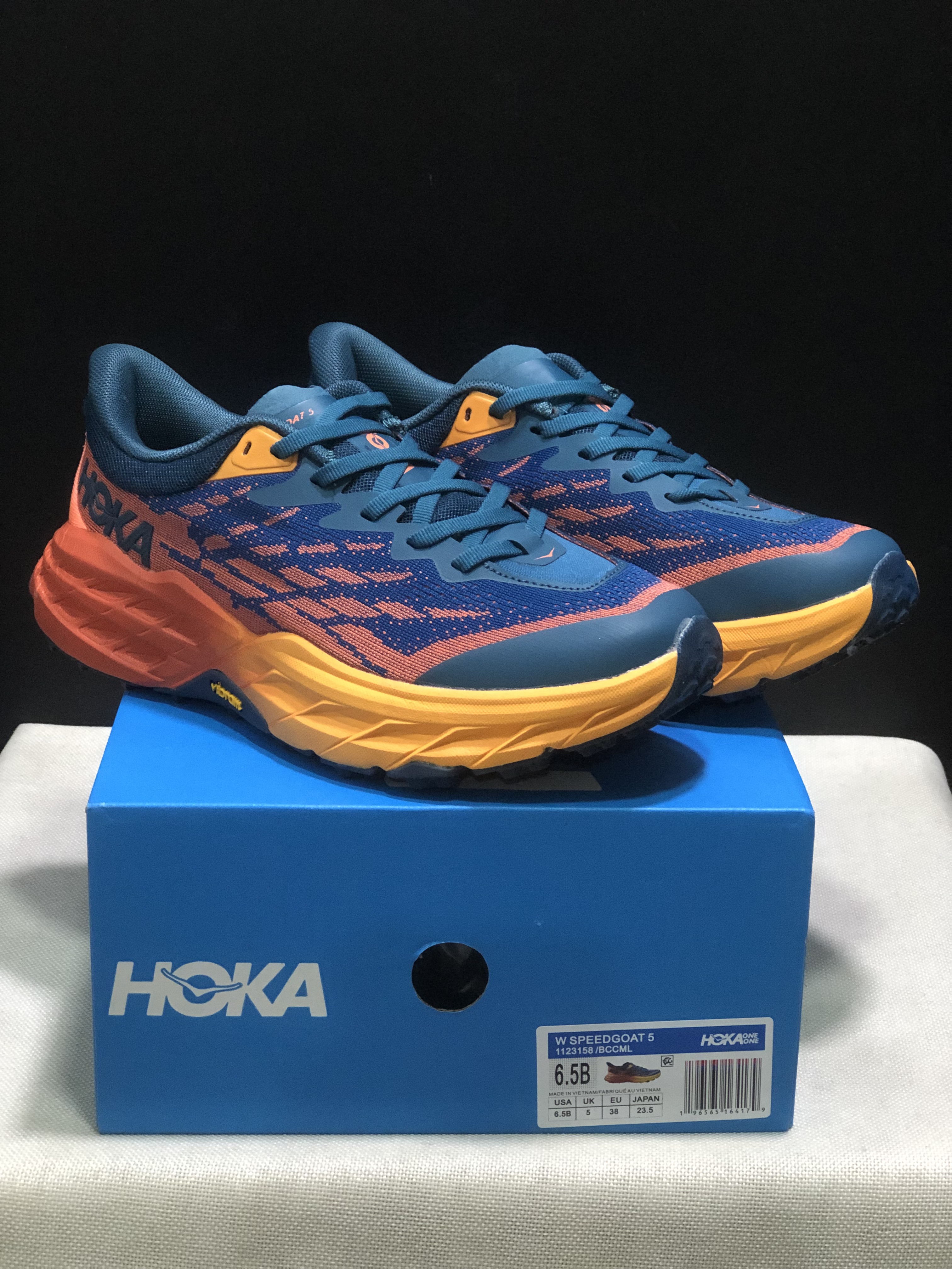 Hoka One One Speedgoat 5 Blue/Orange Trail Running Shoes Sneakers