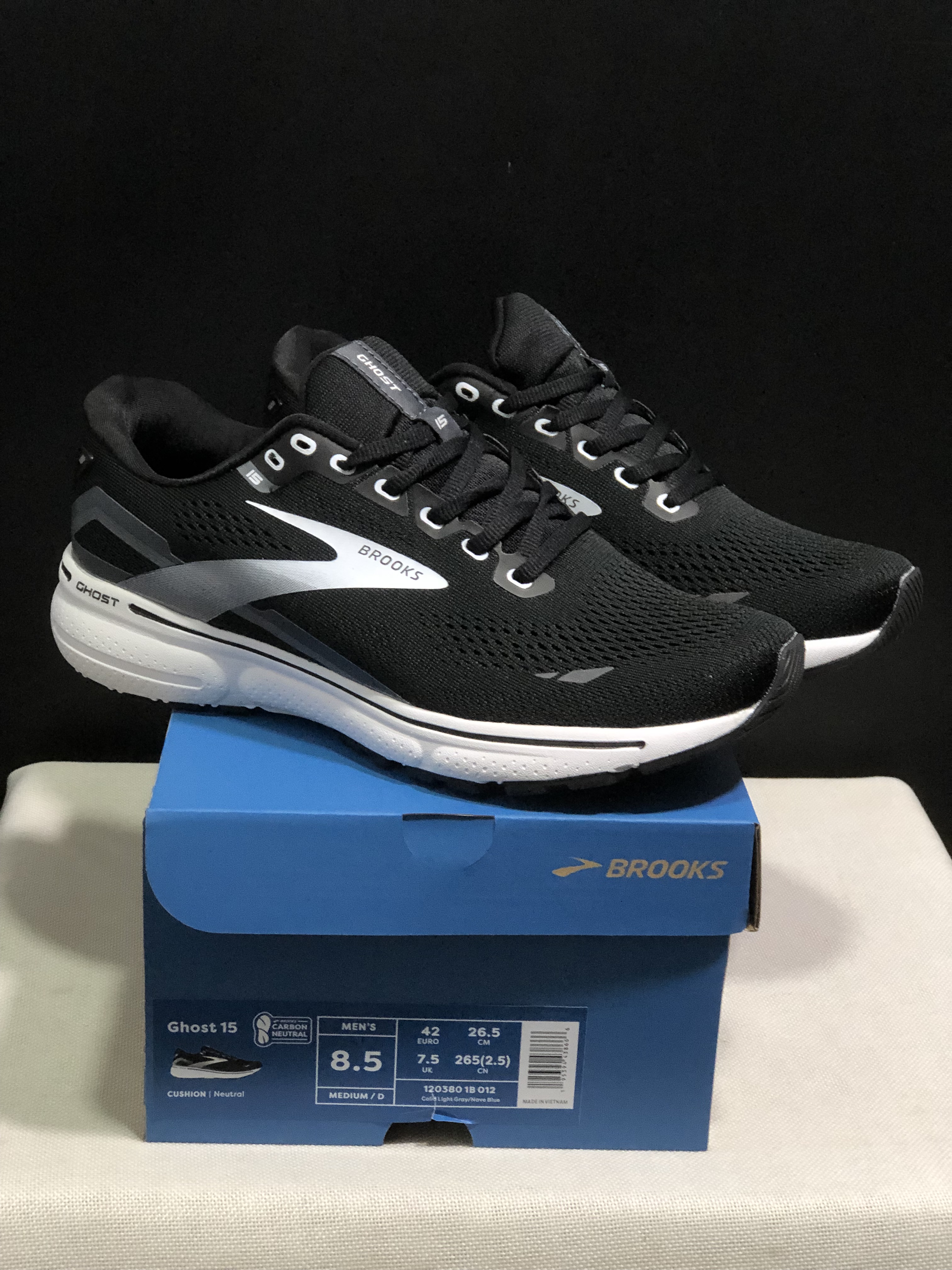 Brooks Ghost 15 Shock-absorbing Wear-resistant Low-top Running Shoes Colid Light Gray/Nave Blue