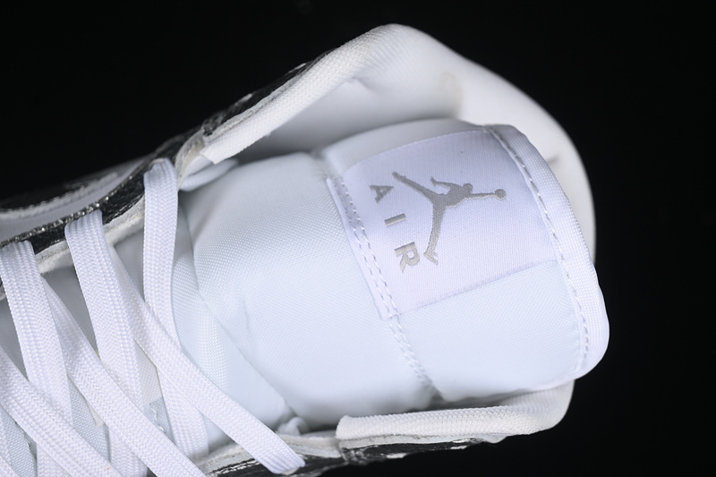 Nike Air Jordan 1 Mid White Metallic Silver Sneakers