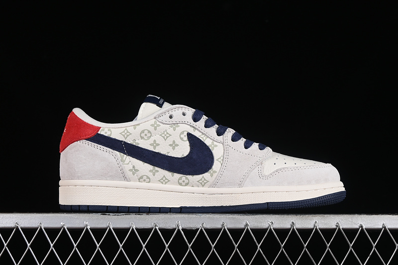 Nike Air Jordan 1 Low LV Travis Scott Fragment Design OG SP Navy Grey White Sneakers