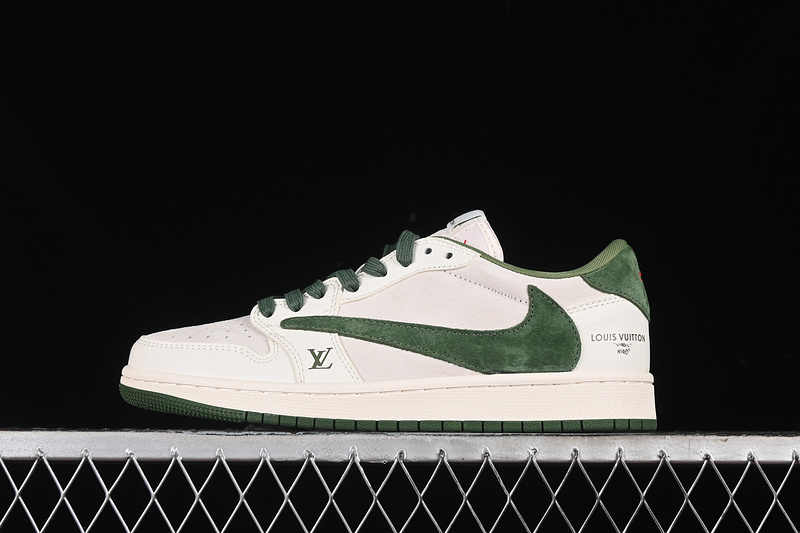 Nike Air Jordan 1 Low LV Travis Scott Fragment Design OG SP Dark Green Grey White Sneakers