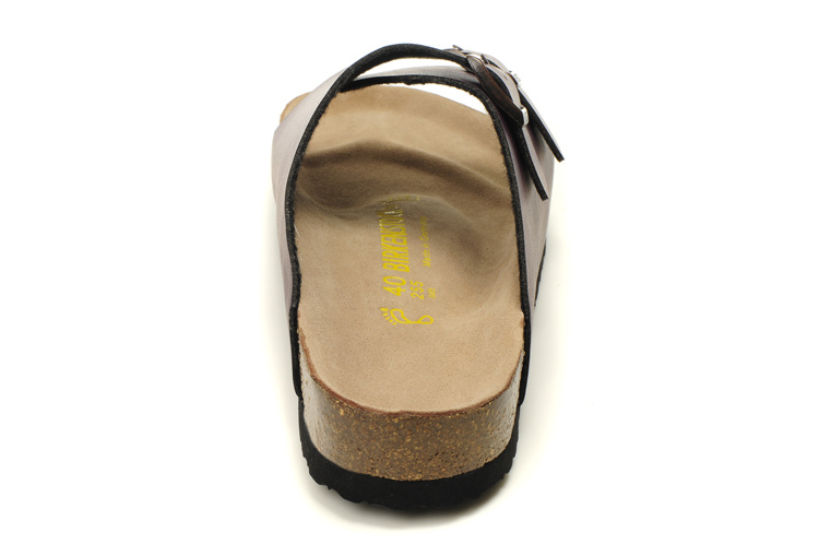 Birkenstock Two Buttons Dark Purple Matte Leather Fashion Slippers