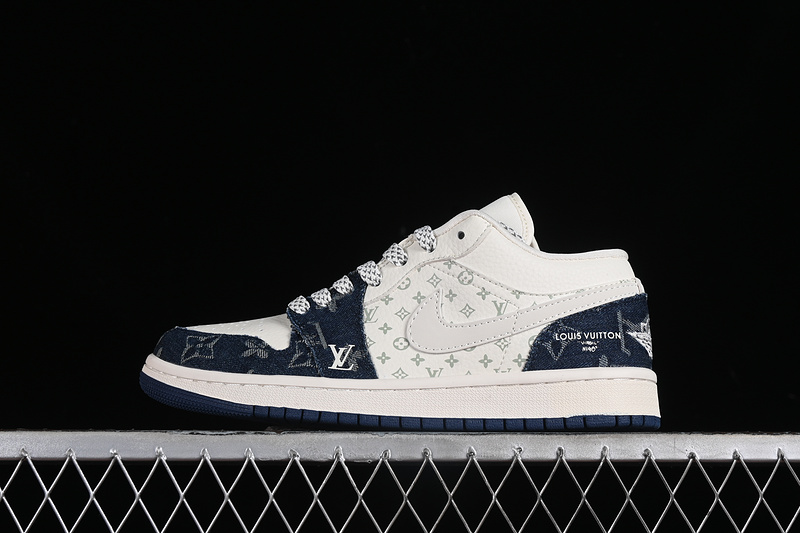 Nike Air Jordan 1 Low LV Blue Pattern Grey White Sneakers