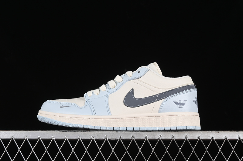 Nike Air Jordan 1 Low White Cream Blue Sneakers