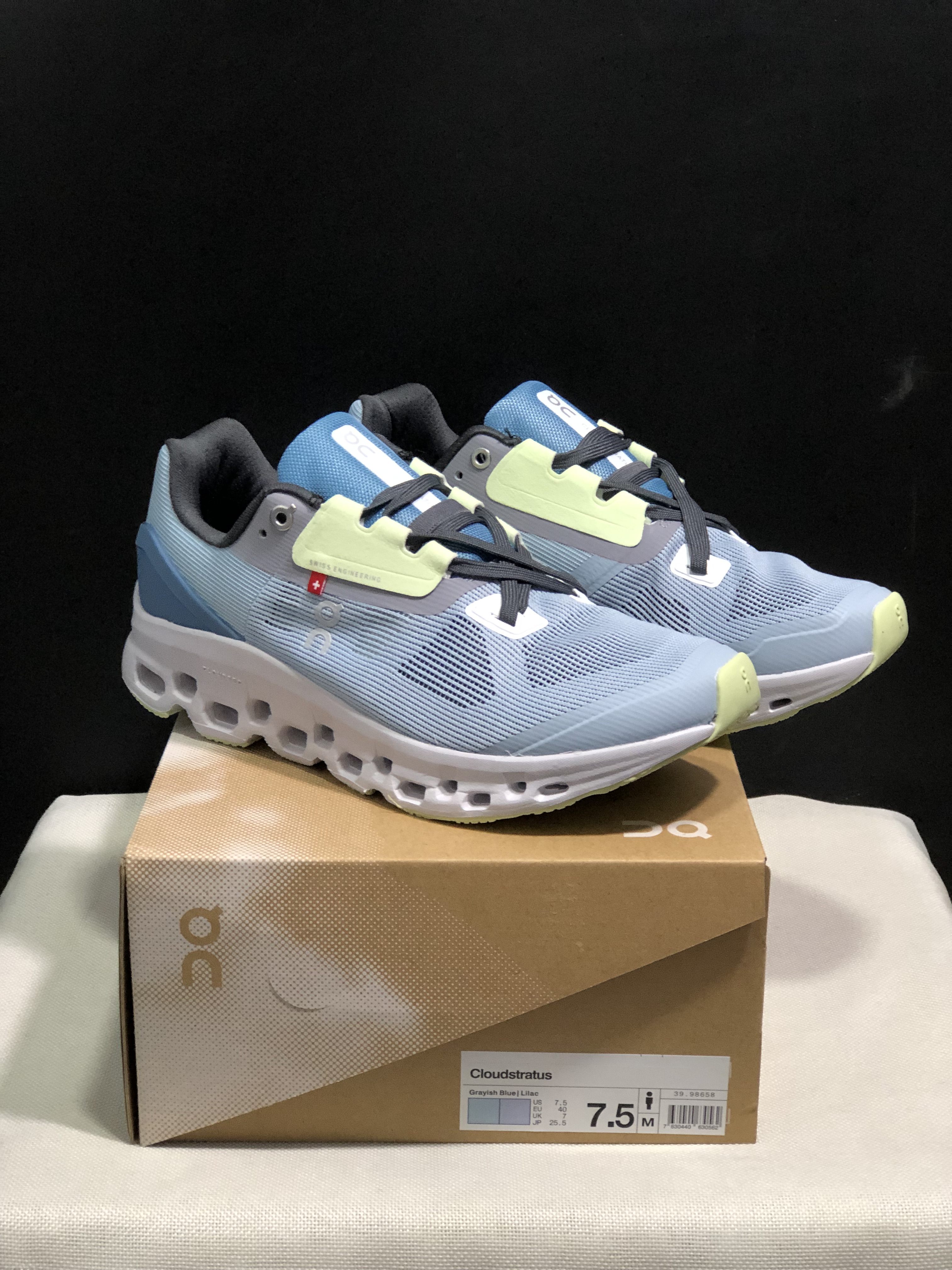 On Running Cloudstratus Breathable Support Running Shoes Grayish Blue