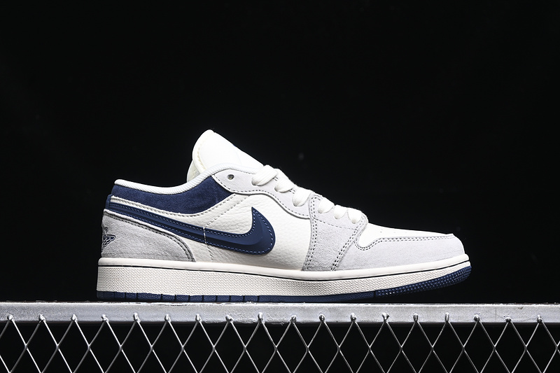 Nike Air Jordan 1 Low Navy Sole Grey White Sneakers