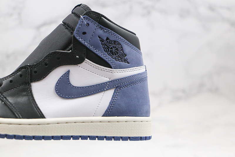Nike Air Jordan 1 Retro High OG 2018 Black/White/Blue Moon Suede Sneakers