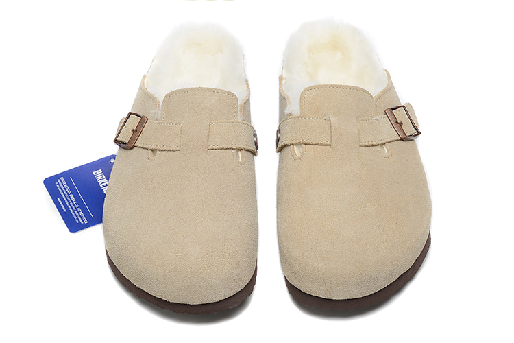 Birkenstock Cream Suede White Shearling Lining Clog Shoes