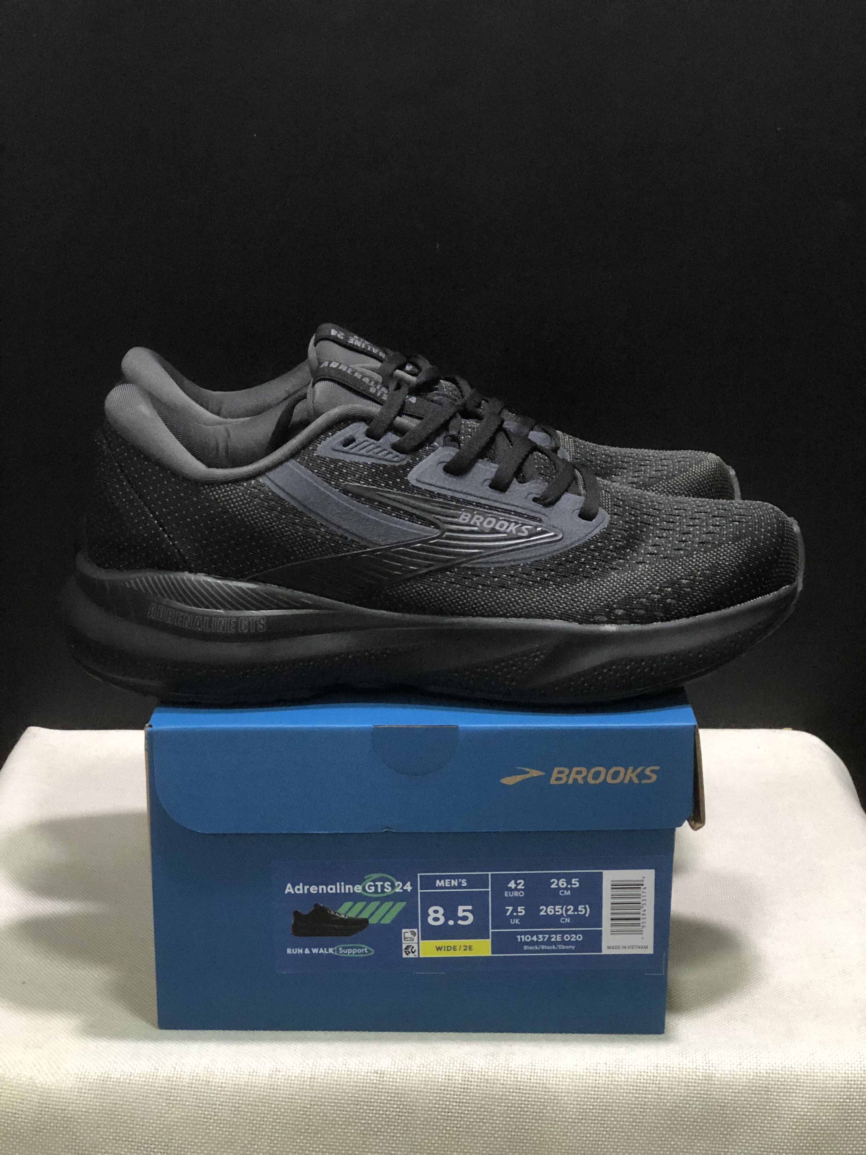 Brooks Adrenaline GTS 24 Casual Running Shoes Black/Black/Ebony