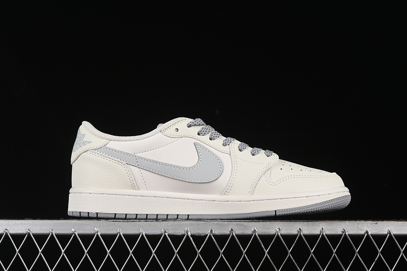 Nike Air Jordan 1 Low Off-White Travis Scott Fragment Design White Silver Sneakers
