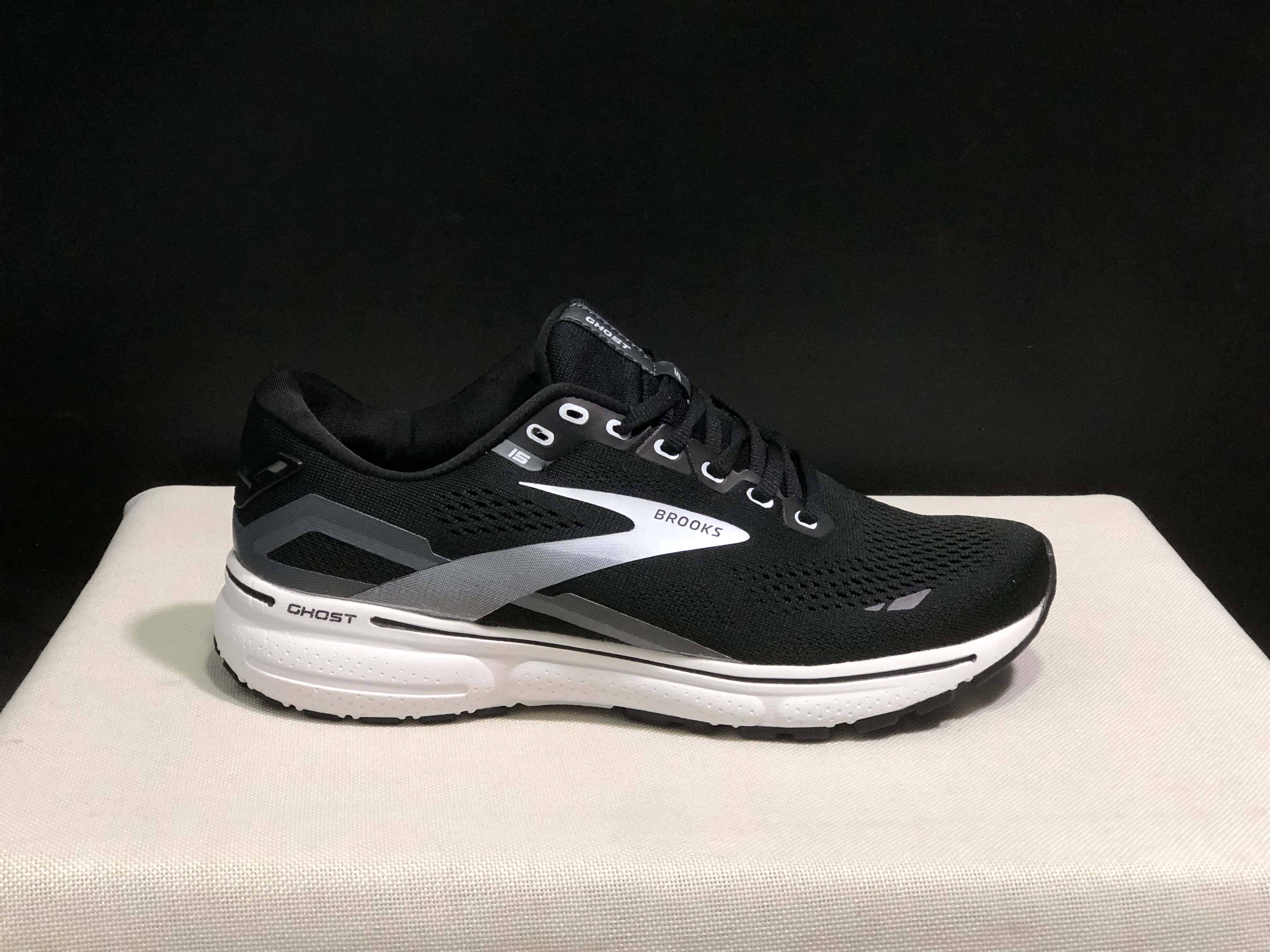 Brooks Ghost 15 Shock-absorbing Wear-resistant Low-top Running Shoes Colid Light Gray/Nave Blue